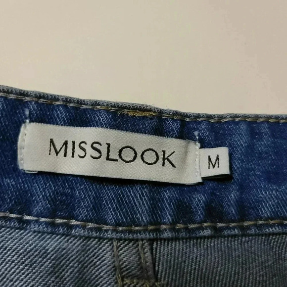Misslook size M Jeans Shorts High-rise Button Fly  Cuffed Blue Women's - Picture 8 of 9